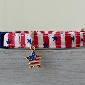 Red White Blue Cat collar, Americana Collar, Mini Dog Collar, Star Collar
