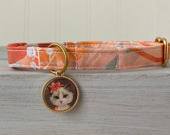 Cat Collar, Orange Collar, Dog Collar, Sweet Cat Collar, Custom Size Collar
