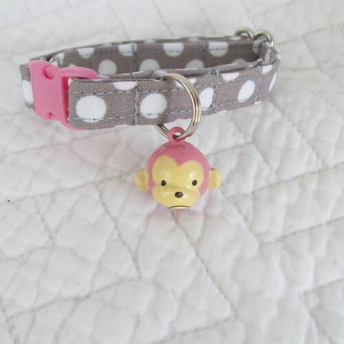 Pink Monkey Cat Collar Jingle Bell Breakaway Cat Collar Custom Etsy