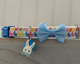 Easter Cat Collar with charm and  bell  Cat  Breakaway Collar Custom Made Dog Easter Collar