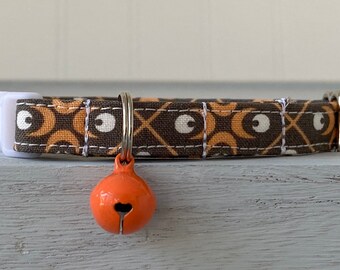 Fall Cat Collar Breakaway Collar with bell, Orange Fall Cat Collar, Custom Made