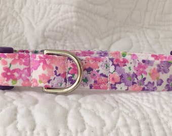 Dog Collar Shabby Chic Lavender Pink Roses  Dog Collar