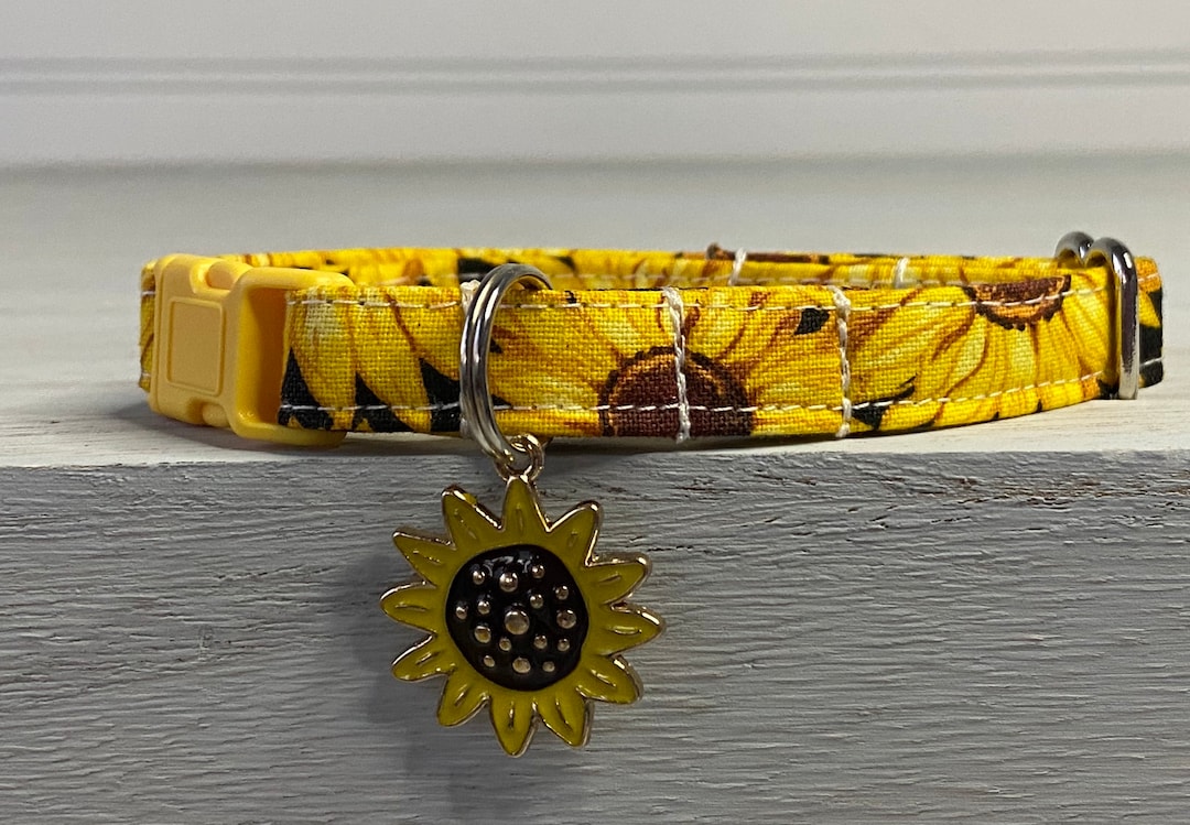 Cat Collar Sunflower Cat Collar Dog Collar Sunflower Cat Etsy