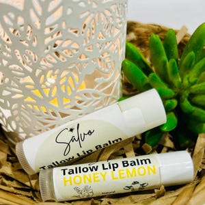 Lip Balm Honey Lemon Grass-fed Tallow Tube. Soft and nourishing for dry lips. Excellent moisture retention and smooth finish 5.5ml