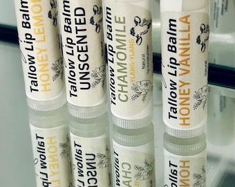 Talg Lippenbalsam Set: Natürliche Feuchtigkeit, vier Düfte