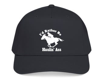 I'd Rather Be Haulin' Ass Galloping Mule Rider Mid Profile Baseball Cap