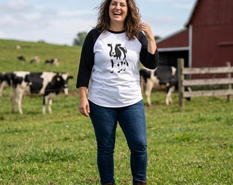 Holstein Cow Unisex Three-Quarter Sleeve Raglan Shirt