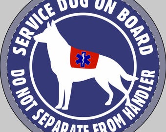Service Dog On Board 6" Round Car Magnet German Shepherd Dog