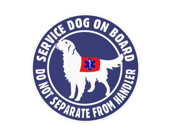 Service Dog On Board, Do Not Separate From Handler Sticker | Golden Retriever K9 Vinyl Decal