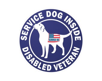 Service Dog Inside Disabled Veteran Sticker | Labrador Retriever K9 Kiss-Cut Vinyl Decal