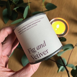 Fig and Vetiver soy wax candle tin