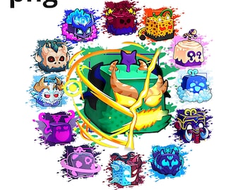 Blox Fruit Mythicales PNG: Decorazione per torta Bloxfruit (download digitale)