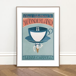 Alice In Wonderland Wall Art / A3 Print / Original tea cup illustration / Lewis Carroll book lover gift