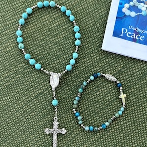 Medjugorje Peace Rosary and Bracelet Set w/ Meditative Prayer Booklet