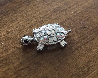 Adorable rhinestone turtle pendant