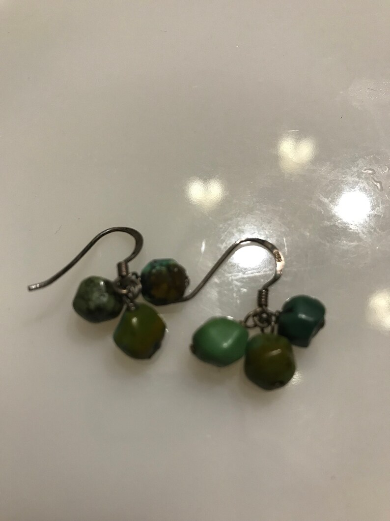 Turquoise Sterling Dangle Earrings Petite Vintage Adorable