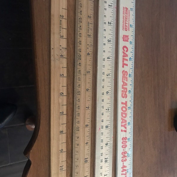 Lot Vintage Rulers 4 12 inch wood Sears writers first grade inch only metrics