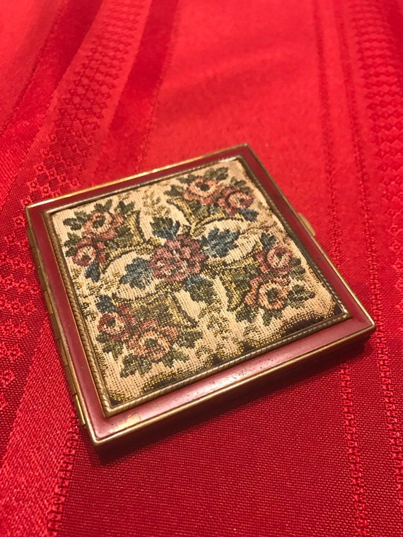 Vintage Elgin Tapestry compact MIrror and Powder … - image 1