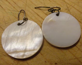 Mother of Pearl Abalone Disc Dangle Earrings Beach Wedding