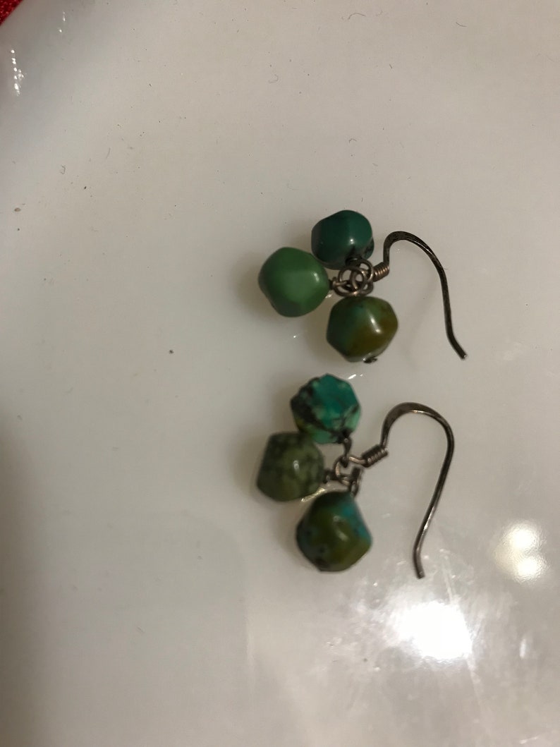 Turquoise Sterling Dangle Earrings Petite Vintage Adorable