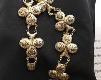 Vintage Spain enamel Clover Bracelet Spanish Style Double Links