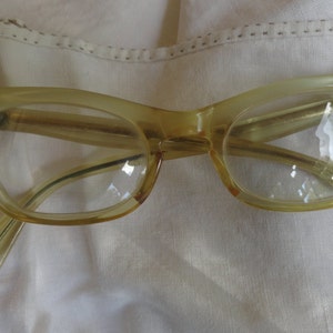 Vintage CAT'S EYE Glasses White Mother of Pearl Girl's with Original Case image 3