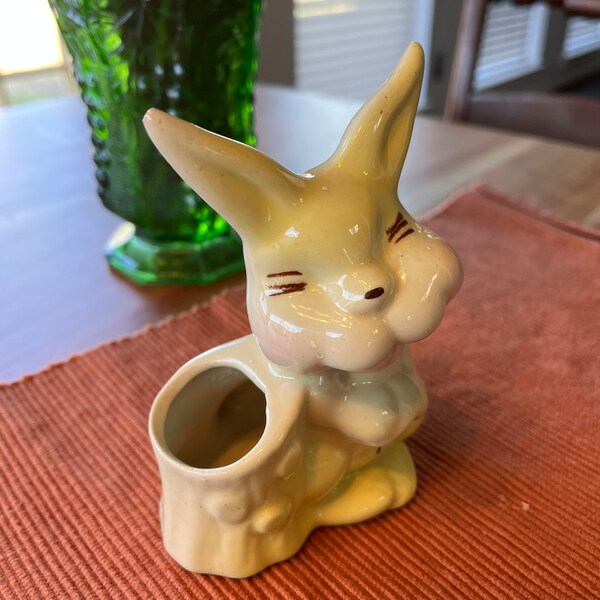 Vintage Bunny planter 1950s pottery Easter ready