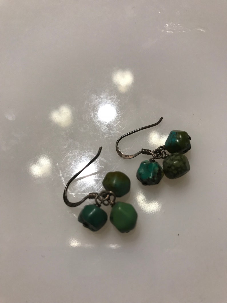 Turquoise Sterling Dangle Earrings Petite Vintage Adorable