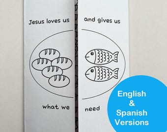 Jesus Feeds 5000 Craft: Loaves and Fish Coloring Activity (English & Spanish Printables)