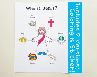 Who Is Jesus? Bible Craft | Coloring & Sticker Activity (Digital Download)