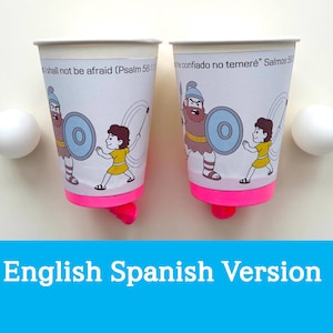 David and Goliath Sunday School Craft | Bible Lesson Activity | Cup Launcher Game for Kids