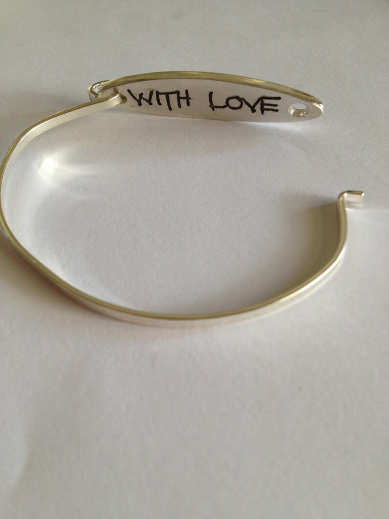 Double Sided Memorial Jewelry SIlver Bracelet From Writing Etsy