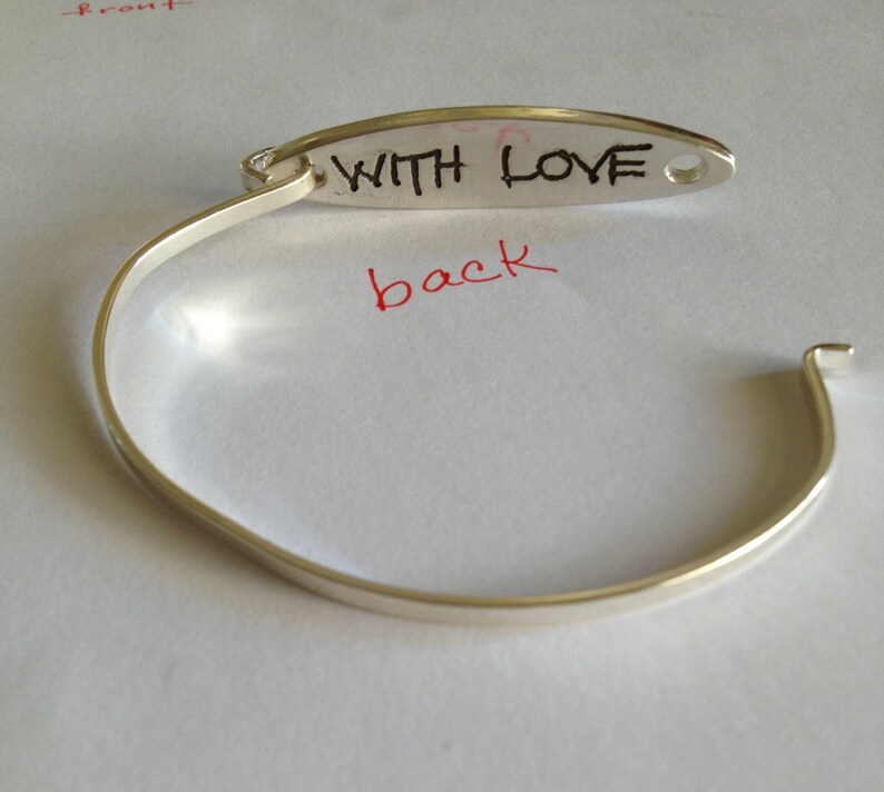 Double Sided Memorial Jewelry SIlver Bracelet From Writing Etsy