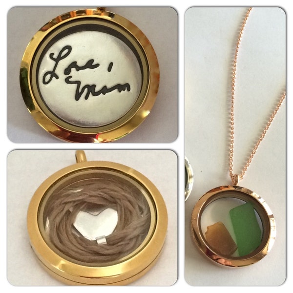 Mourning Hair Locket Can Also Hold Other Treasures With Glass Window On Both Sides - Choose from 3 colors of metal - Ready to quick ship