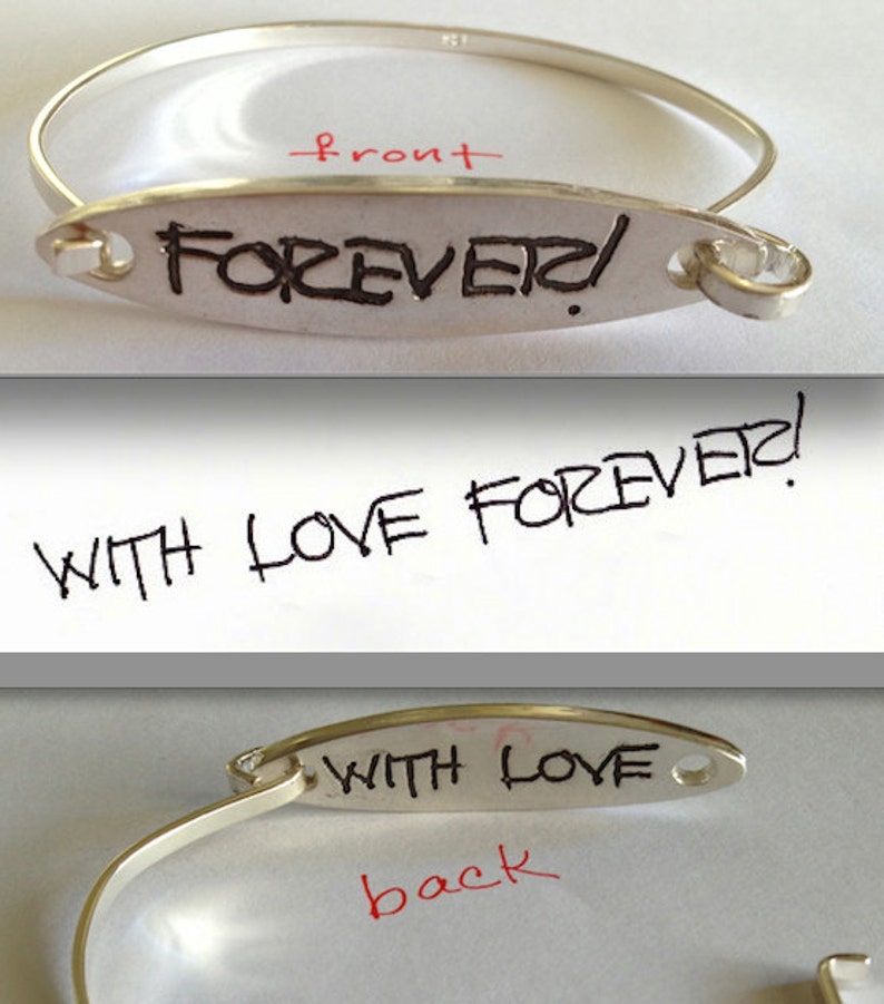 Double Sided Memorial Jewelry SIlver Bracelet From Writing Etsy