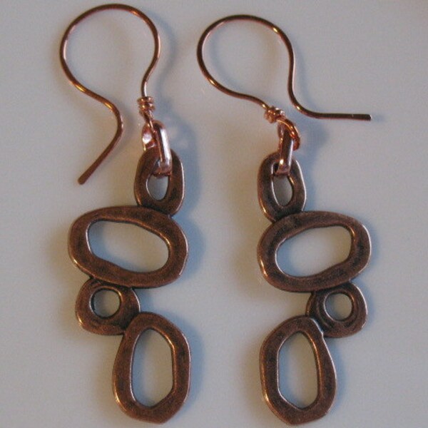 Earrings-handcrafted copper dangle earrings