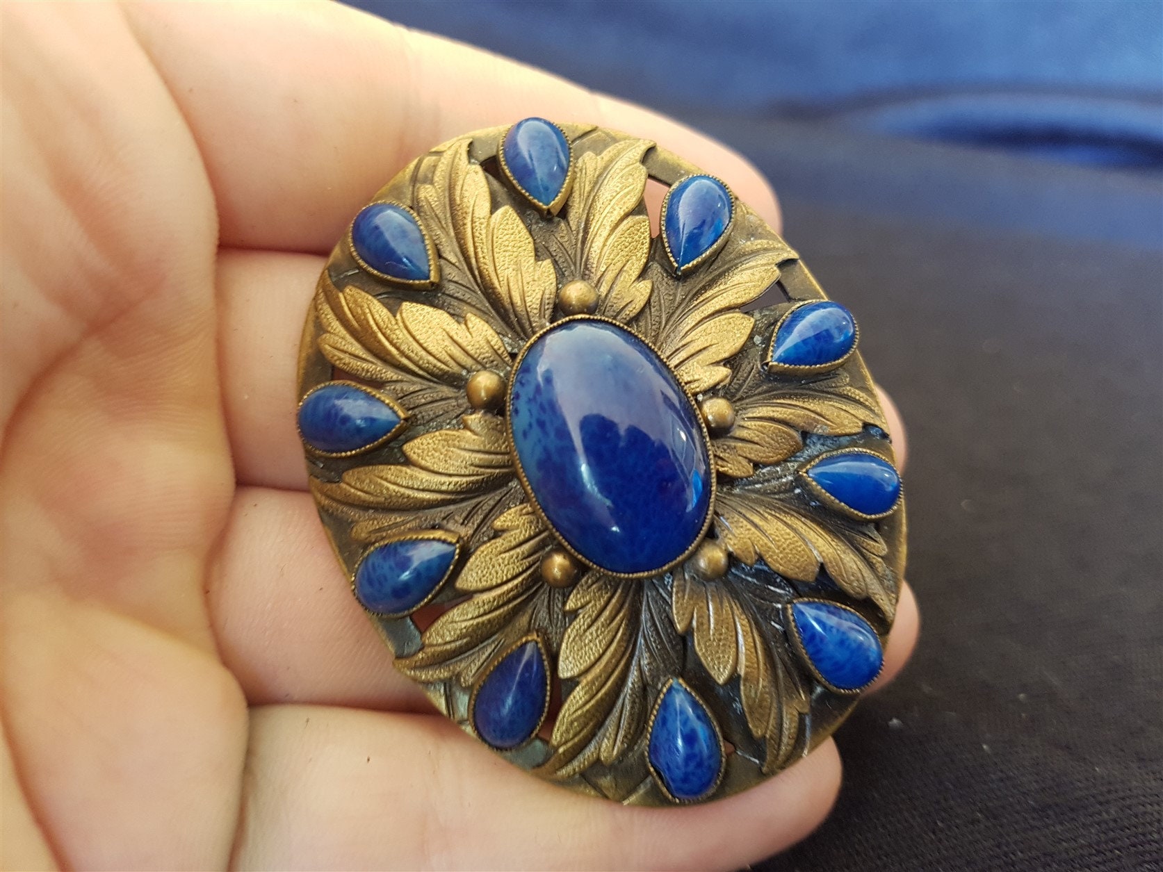 Lapis lazuli brooch deals