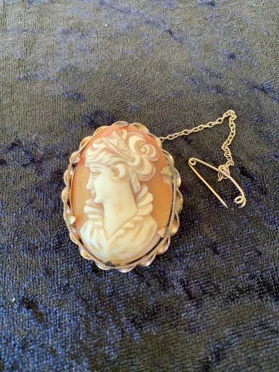 Antique Carved Shell Lady Cameo Brooch Pin Carvin… - image 7