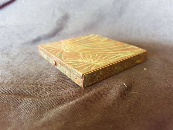 Vintage Art Deco Compact Copper and Brass Metal 1… - image 7