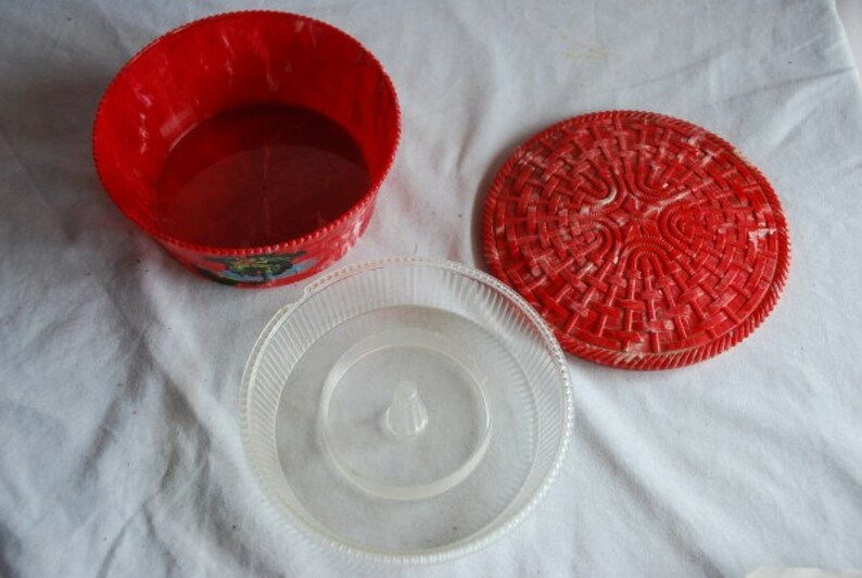Vintage Red Plastic Hommer MFG. Co. Newark Sewing Basket Box Etsy