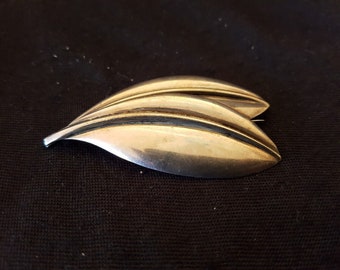 Vintage Max Standager Brooch Pin Leaf Sterling Silver Danish Modernist Jewelry 1960's Original
