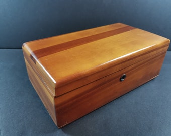Vintage Cedar Wood Jewelry or Trinket Chest Box Wooden Mid Century Original