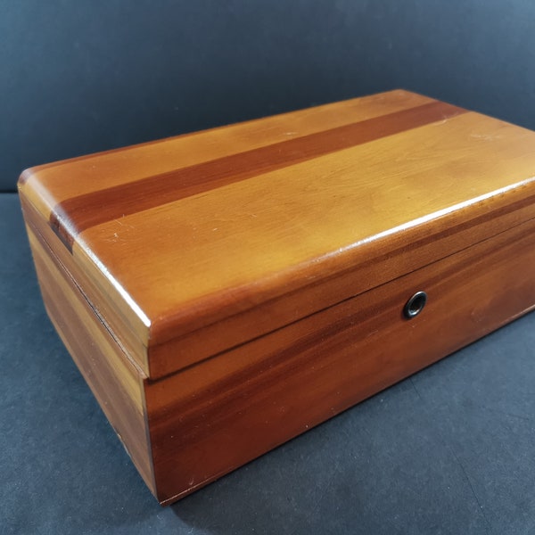 Vintage Cedar Wood Jewelry or Trinket Chest Box Wooden Mid Century Original