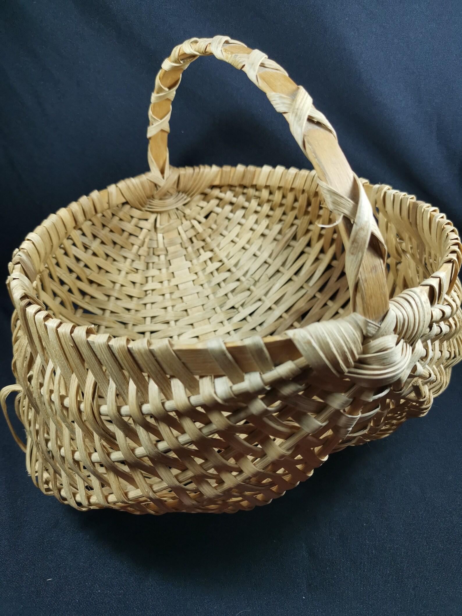 Vintage White Oak Tree Wood Bark Basket Hand Made Original Etsy