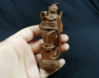 Antique Lakshmi Devi Dewi Sri Parvati Statue Sculpture Figurine Hand Carved Wood Wooden Hindu God Shiva Wife Goddess of Fertility