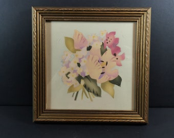 Vintage Flower Bouquet Painting Original Art Framed