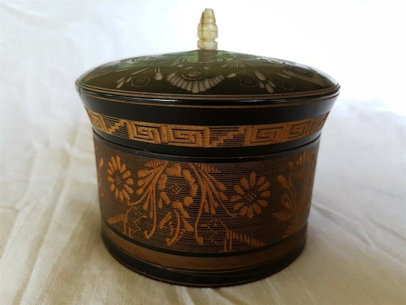 Antique Trinket or Jewelry Box or Powder Jar Scan… - image 1