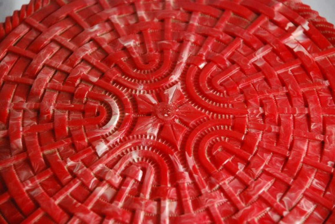 Vintage Red Plastic Hommer MFG. Co. Newark Sewing Basket Box Etsy