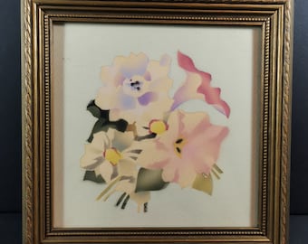 Vintage Flower Bouquet Painting Original Art Framed