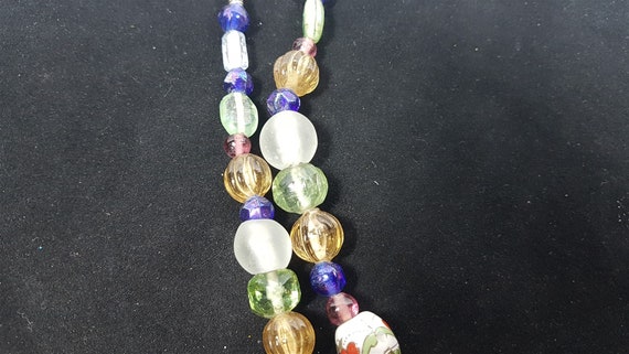 Vintage Beaded Necklace with Glass and Ceramic Be… - image 7